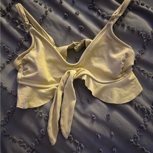 Xhilaration Cream Tie Front Cut Out Bikini Top